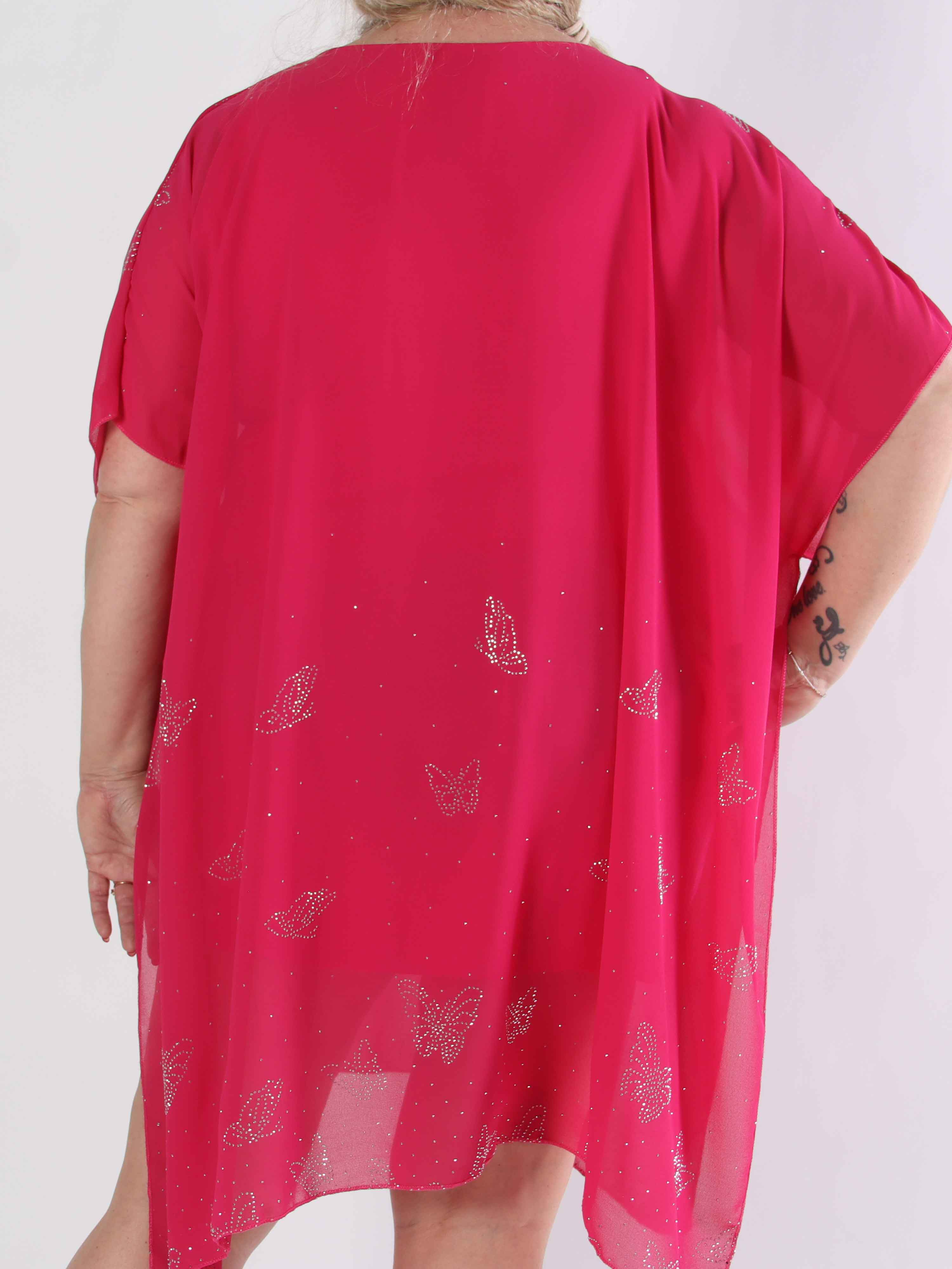 Mirabella Crystal - Tunikaklänning i plus size med chiffonglager och skenbart släp